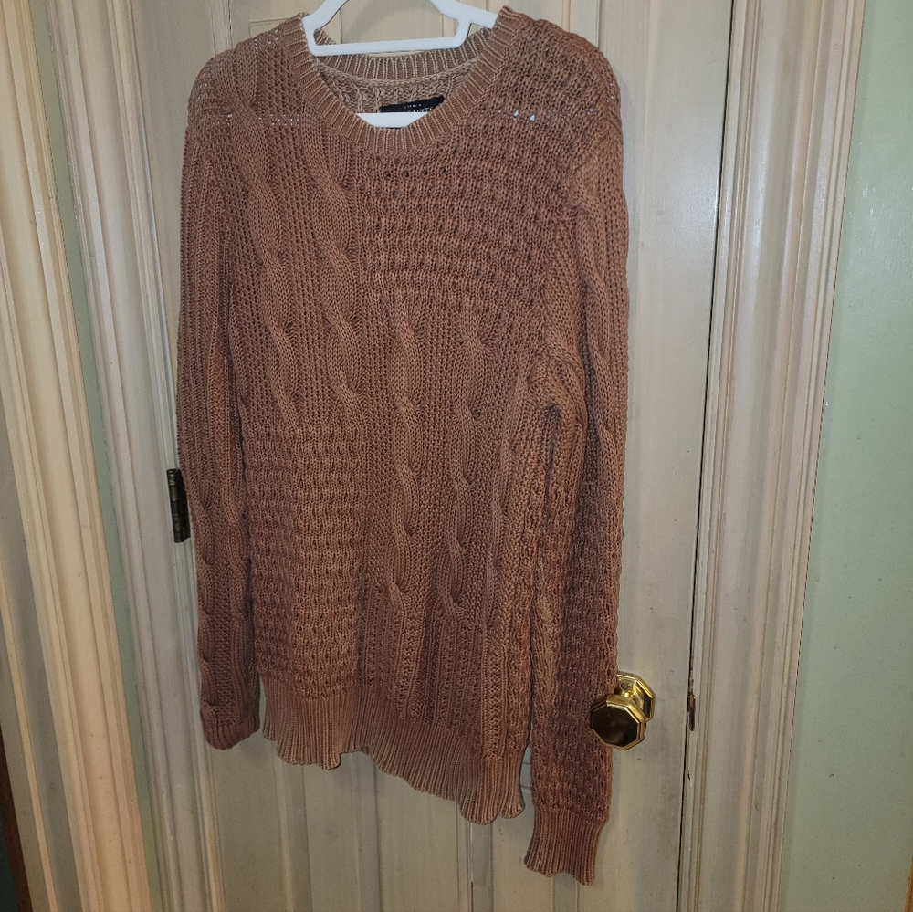 Mens Sz M All Saints Cable Knit Fishermans Loose Knit Sweater Cotton